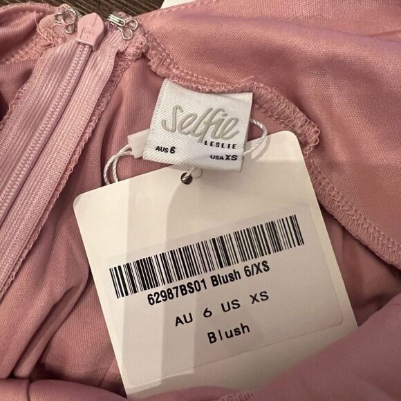 Selfie Leslie Halley Balloon Sleeve Blush Pink Lace Mini Dress Size XS - Picture 8 of 8